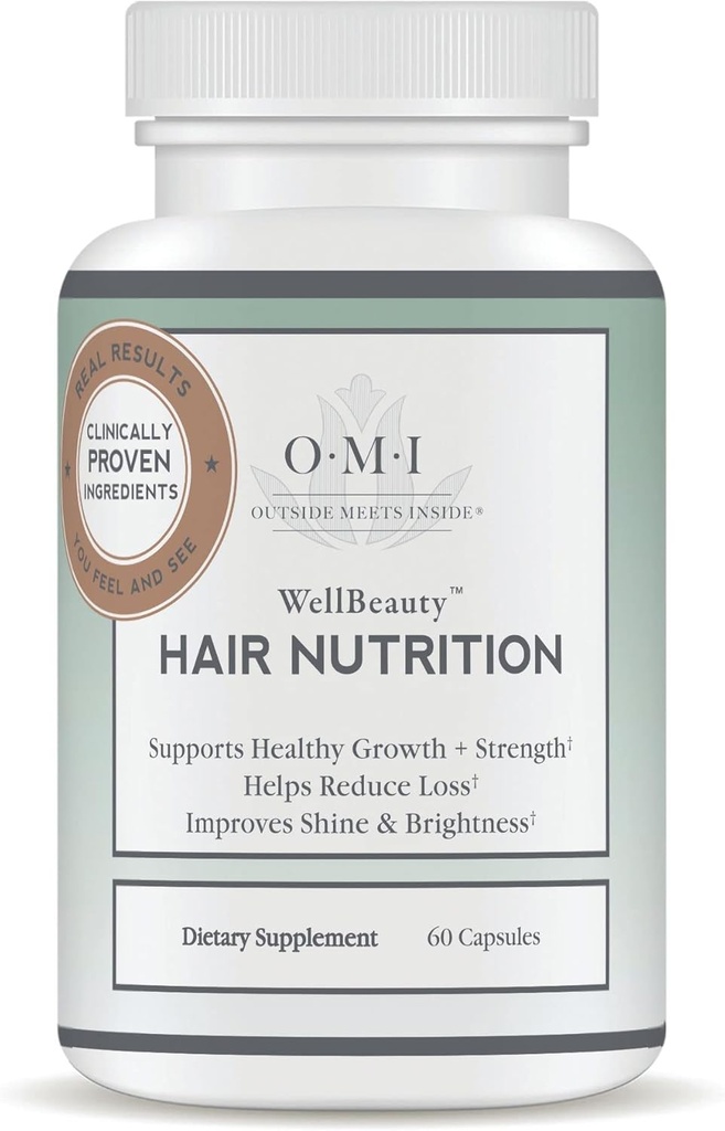 OMI WellBeauty Hair Nutrition, complément de croissance des cheveux pour les femmes, cliniquement prouvé pour réduire la perte de cheveux, docteur formulé pour les cheveux plus épais avec kératine, biotine, zinc, 1 bouteille, 1-mo d'approvisionnement