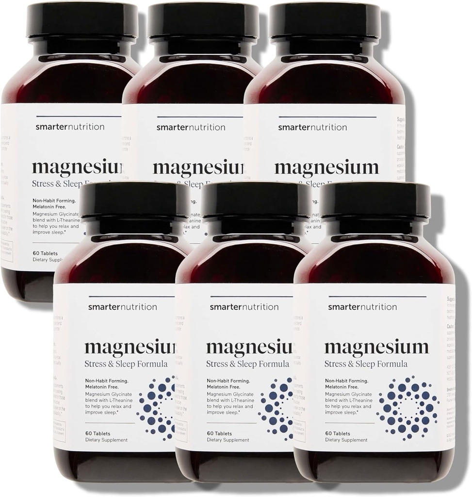 Smarter Nutrition Magnesium Complex - Chelat Magnesium Glycinat + Citrat, Malat für Schlaf, Entspannung, Muskel & Nerves + Klinisch bewährte L-Theanin, Non-GMO-360 Tablet[180-Day Supply]