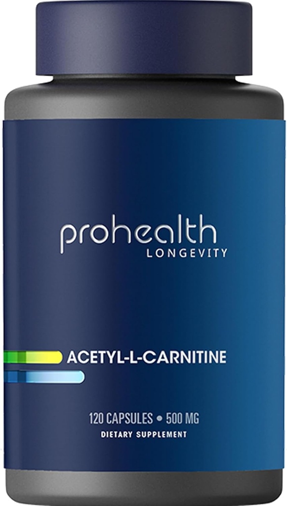 ProHealth Longevity Acetylcarnitine Brain & Heart Health Booster. Potente antiossidante per la protezione cognitiva e la manutenzione del muscolo. Supporta l'energia cellulare giovanile. 500 mg Per Serving, 120 Serve