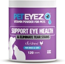 Animal Eyez Vitamine Powder pour animaux de compagnie - soutient la santé des yeux et réduit l'accumulation de taches de la tear - Topper alimentaire 100% naturel pour les chiens et les chats avec des superaliments, des antioxydants et des nutriments - Saveur de poulet - 120 Scoops
