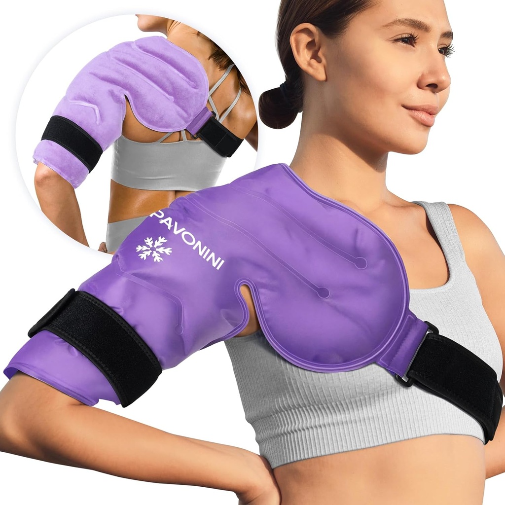 KingPavonini Shoulder Ice Pack Rotator Cuff Cold Therapy, Reusable Gel Ice Pack for Shoulder Injuries, Pain Relief, Swelling, Shoulders Surgery, Tendonitis, Bursitis, Purple, Medium Size