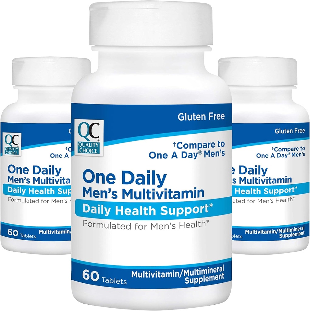 Scelta di qualità Mens One Daily Multivitamin con Vitamine A C D E B (1, 2, & 6) e Supplementi minerali in 60 Conte Bottiglie (3 Pack)