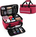 CURMIO Petit sac de premiers soins vide, trousse de premiers soins familiale, boîte d'organisateur de stockage de médicaments pour la maison et les voyages, rouge (brevet en attente)