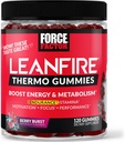 Facteur de force LeanFire Thermo Gummies avec des vitamines B12, caféine, et haricots verts, énergie Boost, métabolisme, endurance, endurance, motivation, focus, & performance, Gummies préentraînement, 120 Gummies