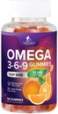 Omega 3 6 9 Gummies - Vegan Omega 3 Supplement Gummy - Essential Fatty Acids Oil 369 Complex Heart Support & Brain Unterstützung für Frauen, Männer & Schwangerschaft, Fish Free Non-GMO, Orange Flavored - 120 Gummies