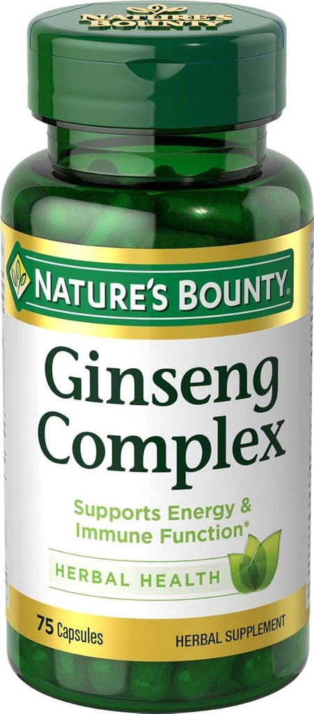 Ginseng von Nature's Bounty, Ginseng Complex Capsules unterstützt Vitalität und Immunfunktion, 75 Kapseln
