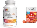 vH essential Probiotiques avec Prébiotiques et Cranberry Féminine Health Capsules Bundle avec OLLY Probiotique + Prébiotique Gummy Digestion et Gut Santé Supplément à croquer