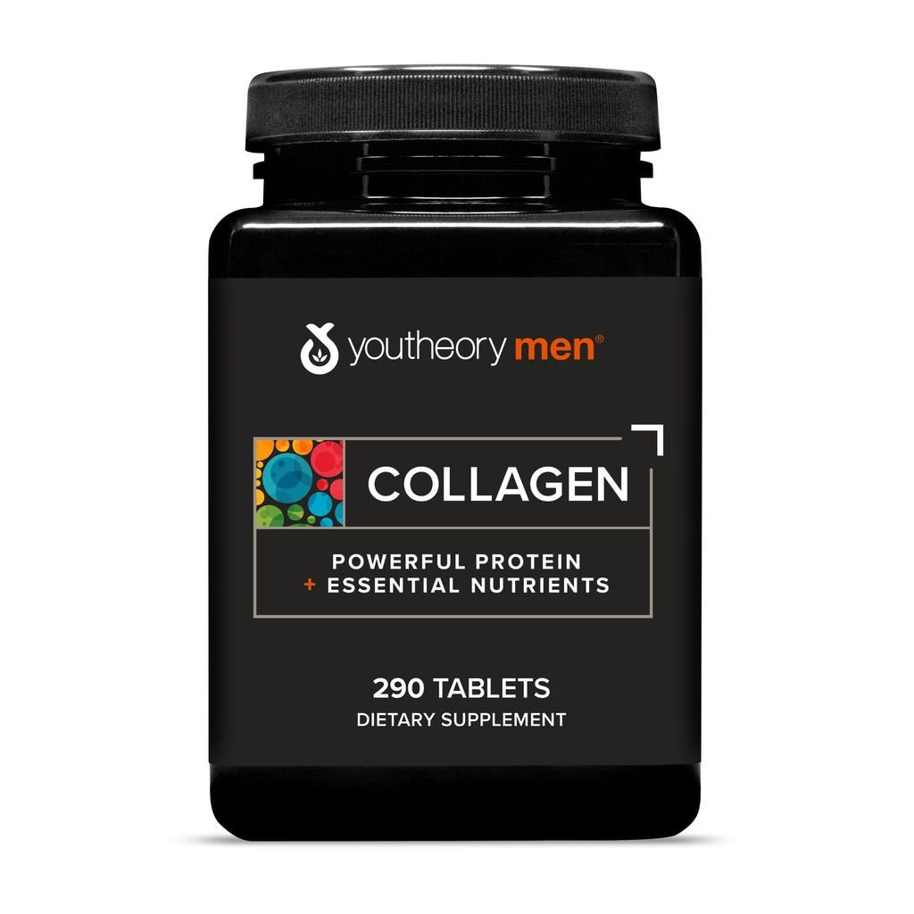 Youtheory Men's Collagen - 5.000 mg - Tägliche Kollagen-Ergänzung für Männer - mit 18 Aminosäuren - Gelenk, Knochen, Muskel, Haarwachstum, Nail & Skin Support* - 290 Tabletten (48-Day Supply)