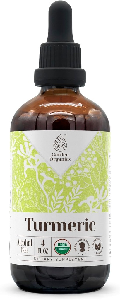 Kurkuma USDA Organic Alcohol-Free Extract | Nahrungsergänzung, Hochfeste Tinktur | Natürliche Zertifizierte organische Kurkuma (Curcuma Longa) Getrocknete Wurzel (4 oz)