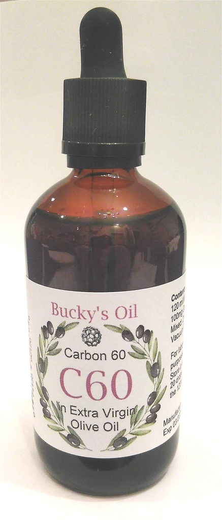 C60 - 120ml Extra natives Olivenöl mit 100mg Carbon 60 99,95% in Lösung.