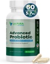 LaPura Advanced Probiotic - Premium Digestive Support for Gut & Immune Health, 60 Capsules - 5,75 Million CFU Probiotics Y compris la souche DE111 (Bacillus subtilis) - Non-OGM, sans gluten, fabriqué aux États-Unis