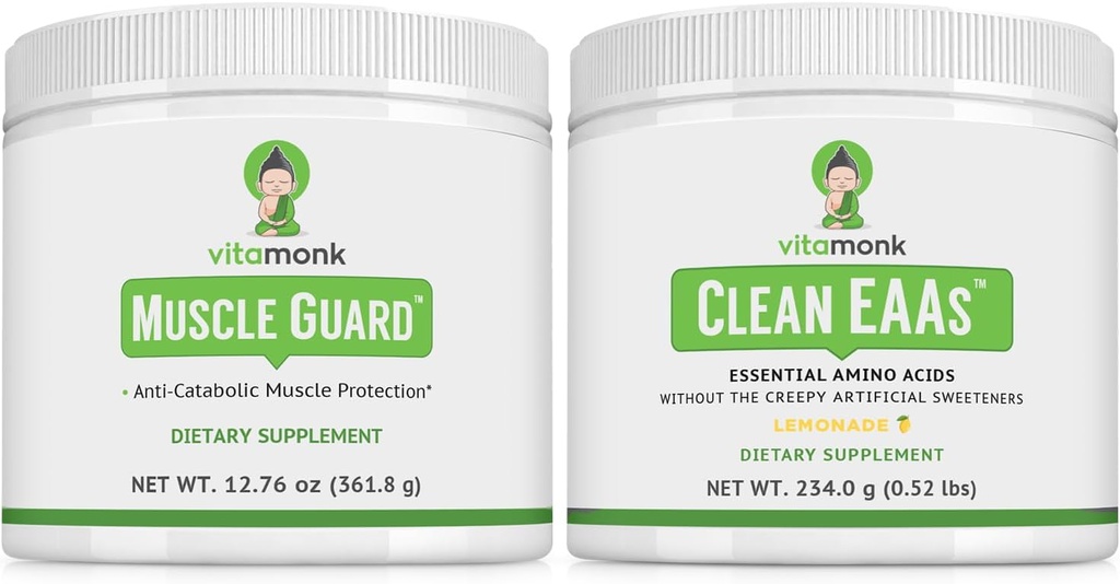 VitaMonk Muscle Guard & Clean EAA Bundle, HMB, EAAs, Vitamin D, Magnesium, 9 essentielle Aminosäuren für Muskelwachstum, Erholung & Performance, Lemonade Flavor, keine künstlichen Süßungsmittel