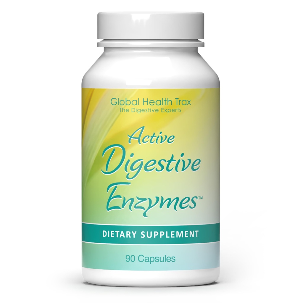Global Health Trax - Active Digestive Enzymes Supplement, 90 Kapseln - Umfassende Verdauungshilfe mit Enzymen zur Förderung gesunder Verdauung für Männer und Frauen