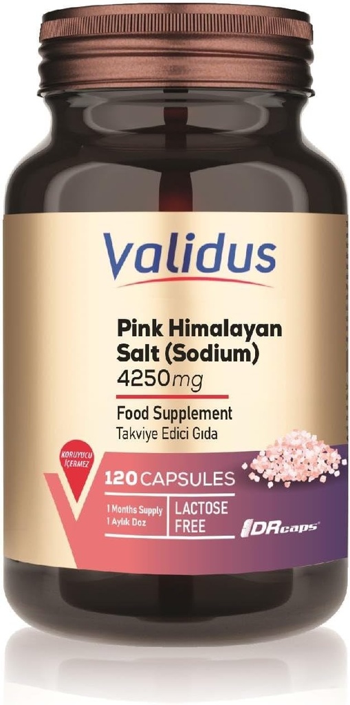 Validus Pink Himalayan Salz Sodyum 200 mg 120 Kapseln (Drcaps)