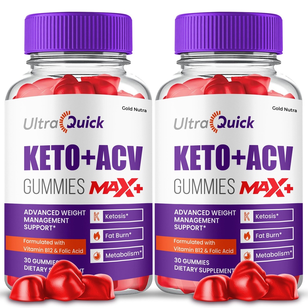 (2 Pack) UltraQuick Max+ ACV Gummies, Maggiore potenza, Ufficiale Ultra Quick Max+ Gummies, 2X Più forte Aceto di Sidro di Mela, 2 mesi di alimentazione