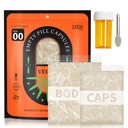 00 Capsules 1000 Compte, Pilules vides, Capsules véganes vide, Capsules de gel Taille 00 avec cuillères et bouteille de médicament pour remplissage de gélules, Capsules végétales vide, clair