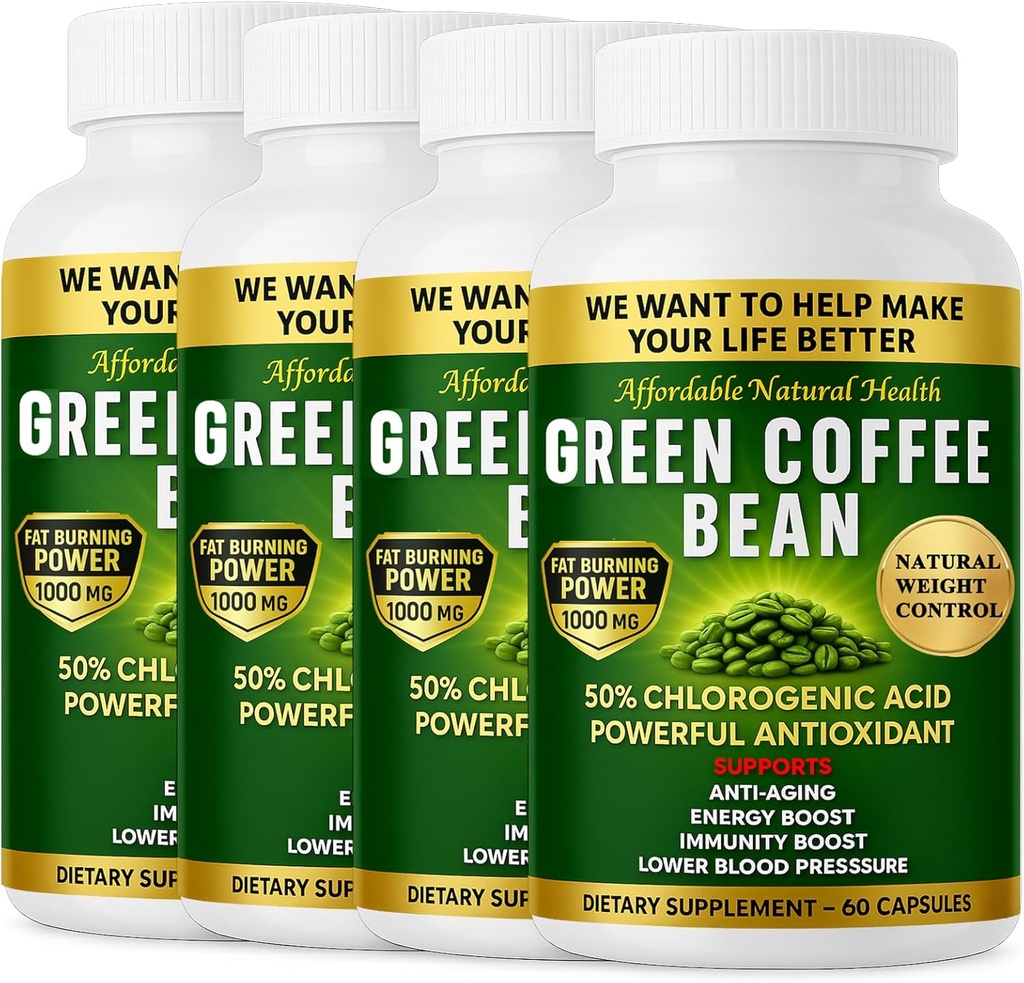 Estratto di chicco di caffè verde, 100% capsule di chicco di caffè verde puro, 50% acido clorogenico, 10.000 mg di resistenza, 240 capsule, 8 mesi di alimentazione, non OGM e senza glutine, tradizionale supplemento di erbe