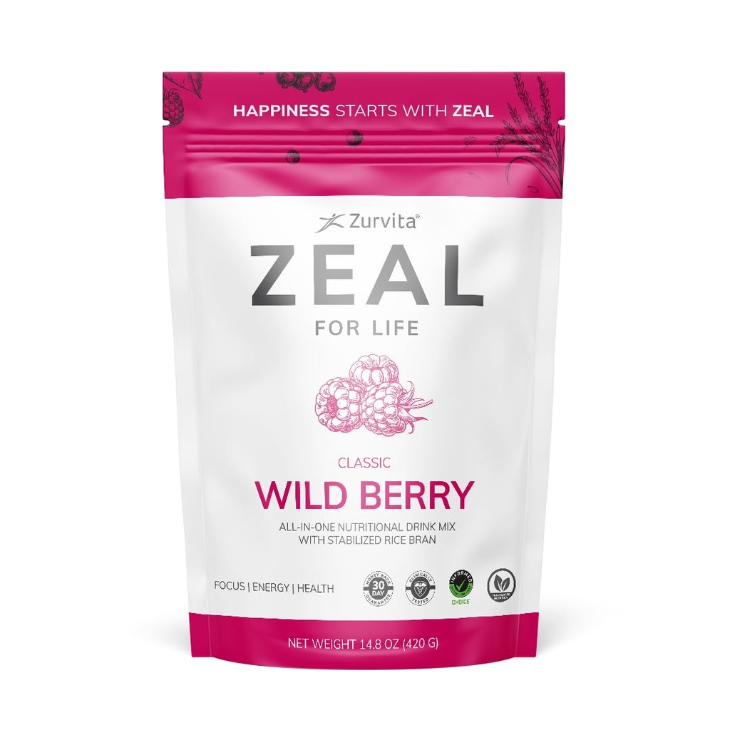 Zurvita - Zéal pour la vie Sac de bien-être de 30 jours - Berry sauvage (classique) - Supplément nutritionnel pour la vitalité, l'immunité et le bien-être - 420 Grams