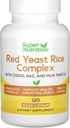 Super nutrition Complexe de riz de levure rouge avec du riz de levure rouge biologique, N-acétyl Cysteine, Coenzyme Q10 et extrait de chardon de lait, 120 capsules de légumes