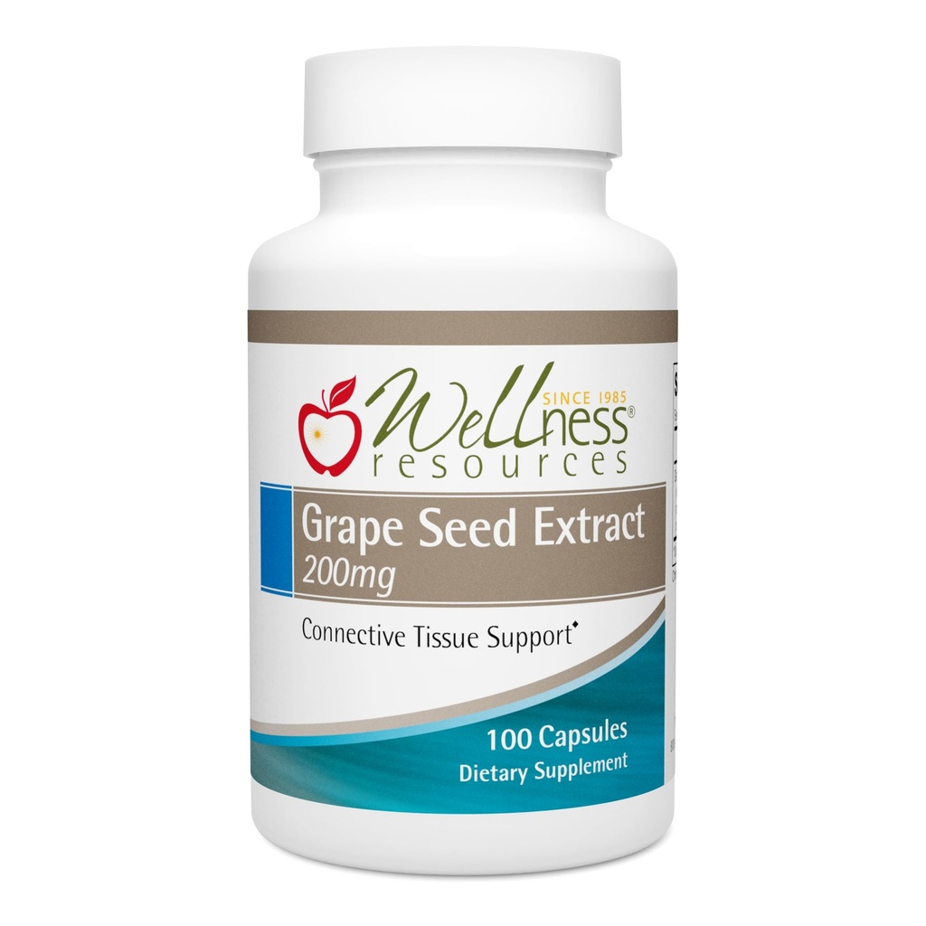 Wellness Ressourcen Grape Seed Extract Supplement, Höchste Potenz 95% OPC, unterstützt Haut und Gewebe Gesundheit, Venengesundheit und Immunität (100 Kapseln, 200mg pro Kapsel)