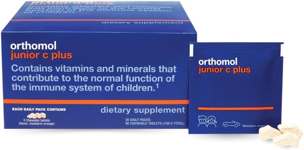 Ortomolo Immun Junior C Plus, Multivitamina Kid, Tangerine Flavor, 30-Day Supply