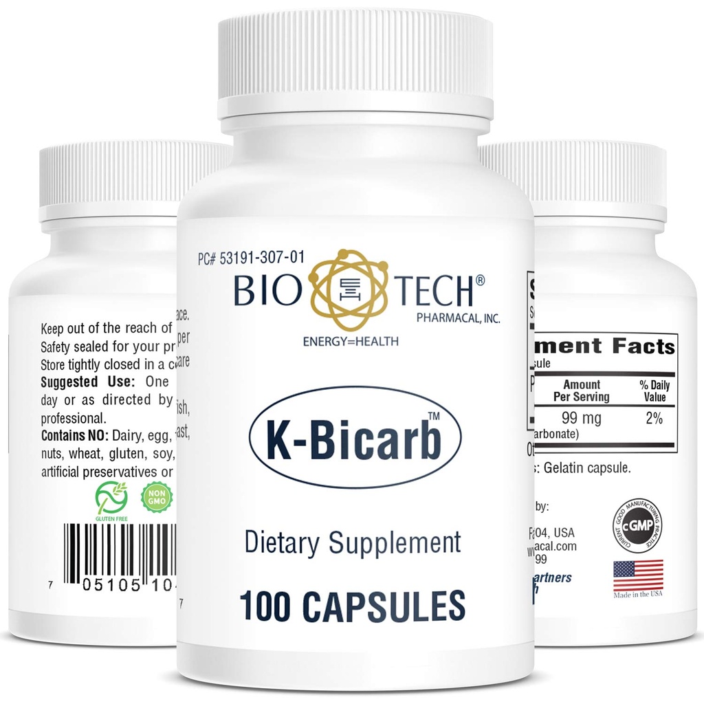 Integratore alimentare farmaceutico Bio-Tech (K-Bicarb, 100 Count)