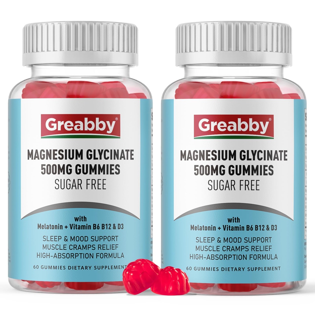 Magnesio Glycinate Gummies 500mg per Adulti Sleep Support, Masticabile Magnesio Gummies per Donne & Uomini, Rilievo Muscolare & Magnesio Alimentazione (120 Gummies)
