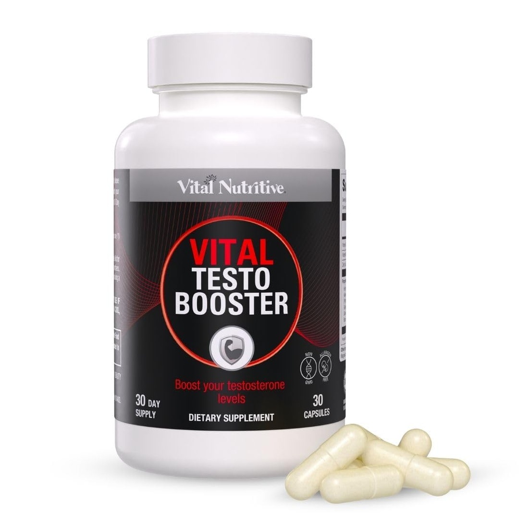 Vital Testo Support -Testosterone Support Supplement for Men | Promotes Energy, Stamina, and Vitality | Men’s Health | Made in USA | 30 Days Supply