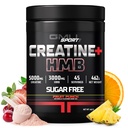 GMU SPORT - Creatina monoidrato con polvere HMB - 45 Serve, Integratori HMB Creatina, Creatina con HMB per una maggiore resistenza, crescita del muscolo & maggiore energia, punzonatura HMB/Fruit 3G