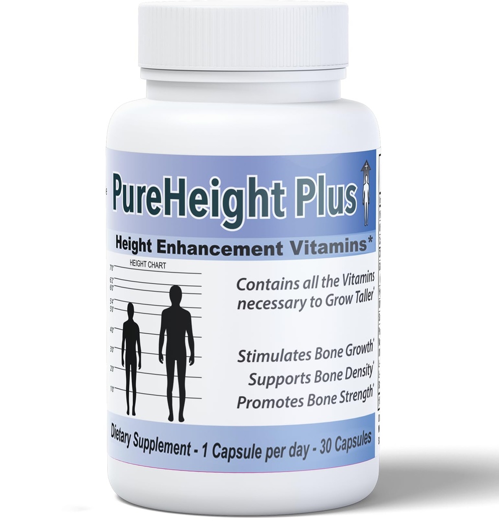 PureHeight Plus #1 Doctor Recommended Height Enhancement Supplement - Growth Vitamins for Kids, Teens & Adults - Steigern Knochenstärke und Dichte - Höhe Enhancer Vitamine wachsen schneller