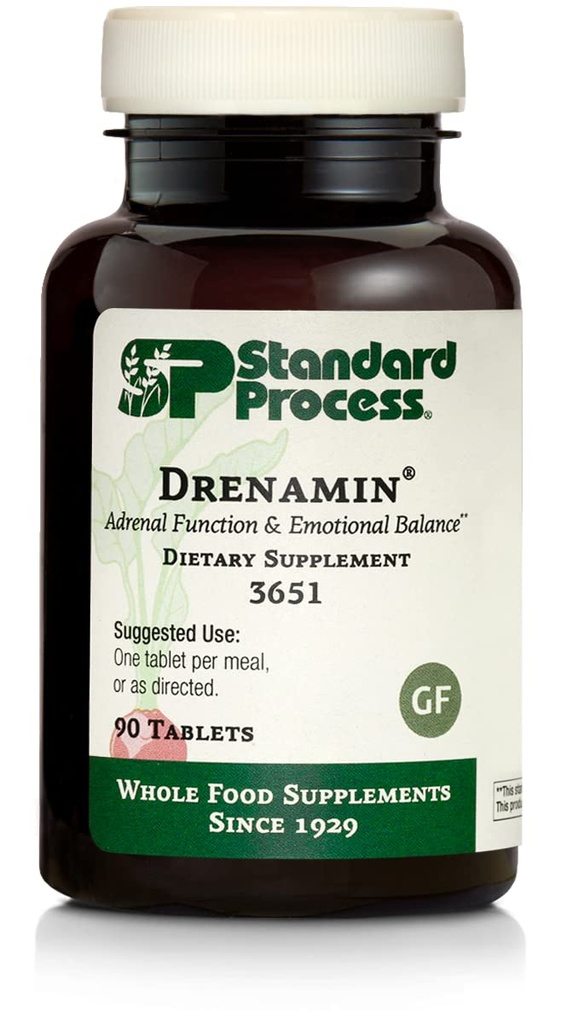 Drenamin di processo standard - supplemento di funzione surrenale per la risposta di stress sano - Supporta la produzione di energia sana e il metabolismo - senza glutine, non-giorno e non-soia - 90 compresse (90 porzioni)