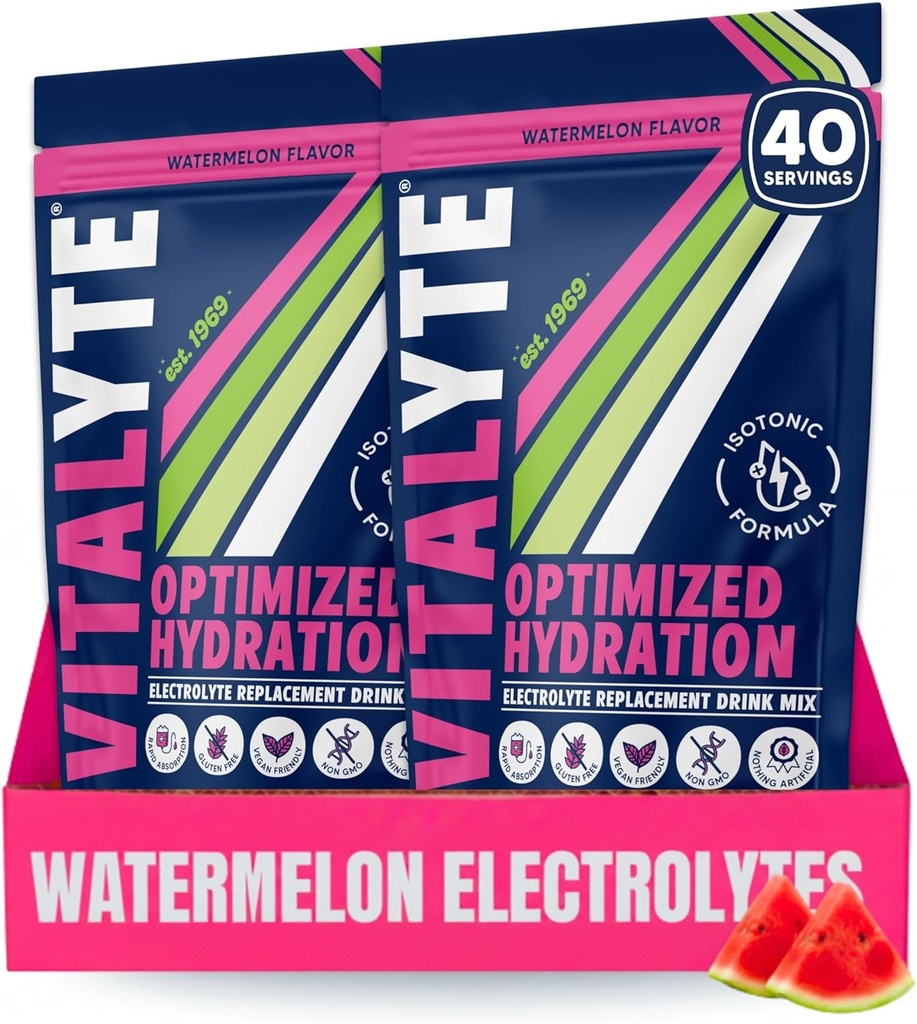 Vitalyte Elektrolyt-Pulver-Getränk-Mischung, Isotonic Elektrolyt Hydration Mix, Gluten Free Post Workout Powder Mix, Packung von 2, 35 Unzen. Jedes, Wassermelone Flavor