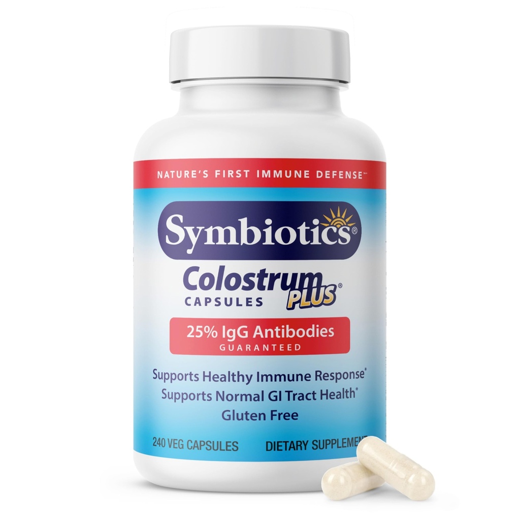 Symbiotiques Colostrum 240ct Capsules végétales - Immunity Support - Lactoferrine Supplement & Colostrum Protein with Immunoglobulin - 25% lgG Antibes - Sans gluten