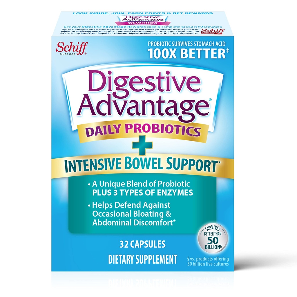 Vantaggio digestivo IBS Probiotici per la salute digestiva e il supporto intensivo del telo, Probiotici per le donne e gli uomini con enzimi digestivi, Supporto per Bloating & Gut Health occasionale, capsule 32ct