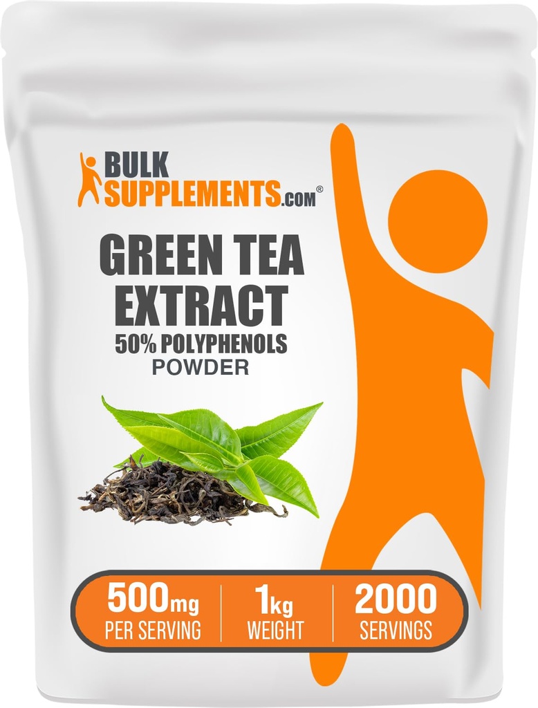 BulkSupplements.comgreen Tea Extract Powder - 50% Polyphenols Supplement, EGCG Supplements - Glutenfrei, 500mg pro Servierung, 1kg (2.2 lbs) (Pack von 1)