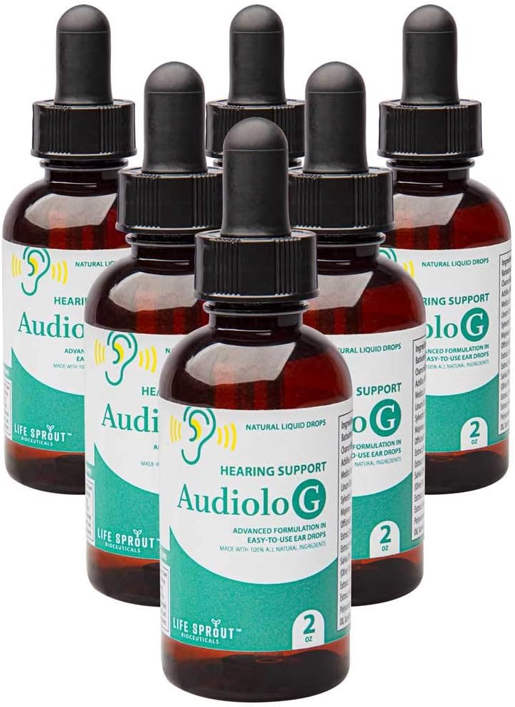 Audiolo-g gouttes d'oreille naturelles – Nouvelle formule de perte auditive inversée – Mélange homéopathique d'extraits organiques et d'huile essentielle pour les aînés, les adultes et les enfants