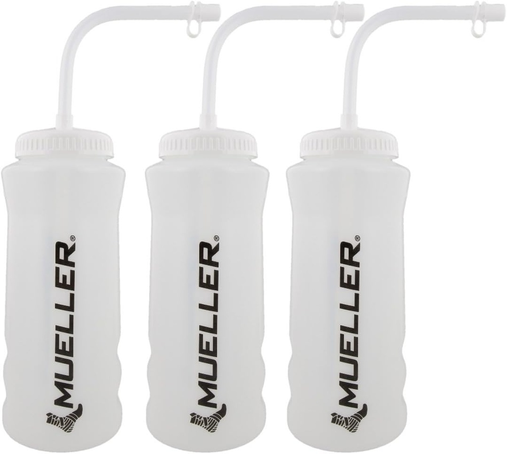 Mueller Quart Bottle w/ Straw, Natürliche Farbe w/ Schwarze Buchstaben (3-Pack)