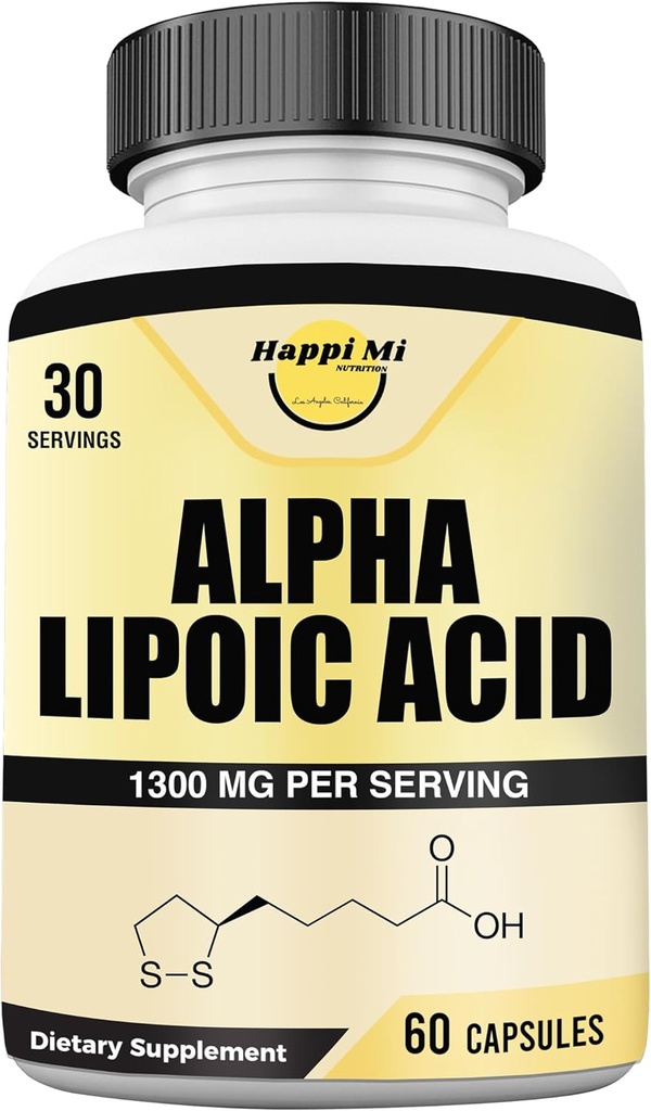 Alpha Lipoic Acid Capsules 1300mg Per Serving - 30 Servings Per Bottle - Antioxidant Support for Overall Health