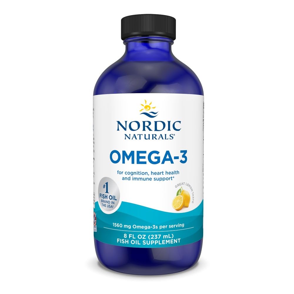 Nordic Naturals Omega-3, Lemon Flavor - 8 oz - 1560 mg Omega-3 - Fischöl - EPA & DHA - Immununterstützung, Gehirn & Herzgesundheit, Optimale Wellness - Non-GMO - 48 Servierungen