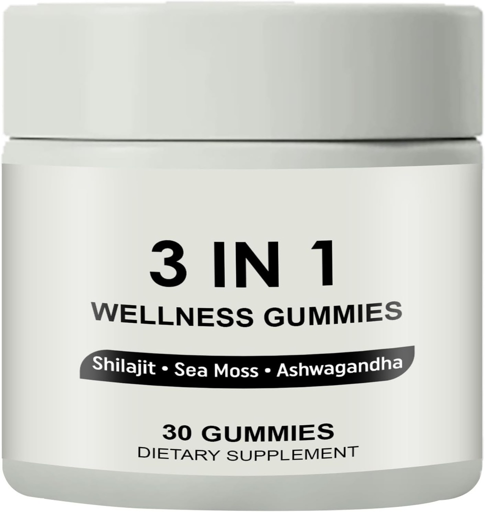 3 in 1 Gummi, 3 in 1 Shilajit Gummi für Männer, Pure Shilajit Wellness Gummies(Shilajit + Sea Moss + Ashwagandha), Shilajit Gummies für Männer, Non-GMO