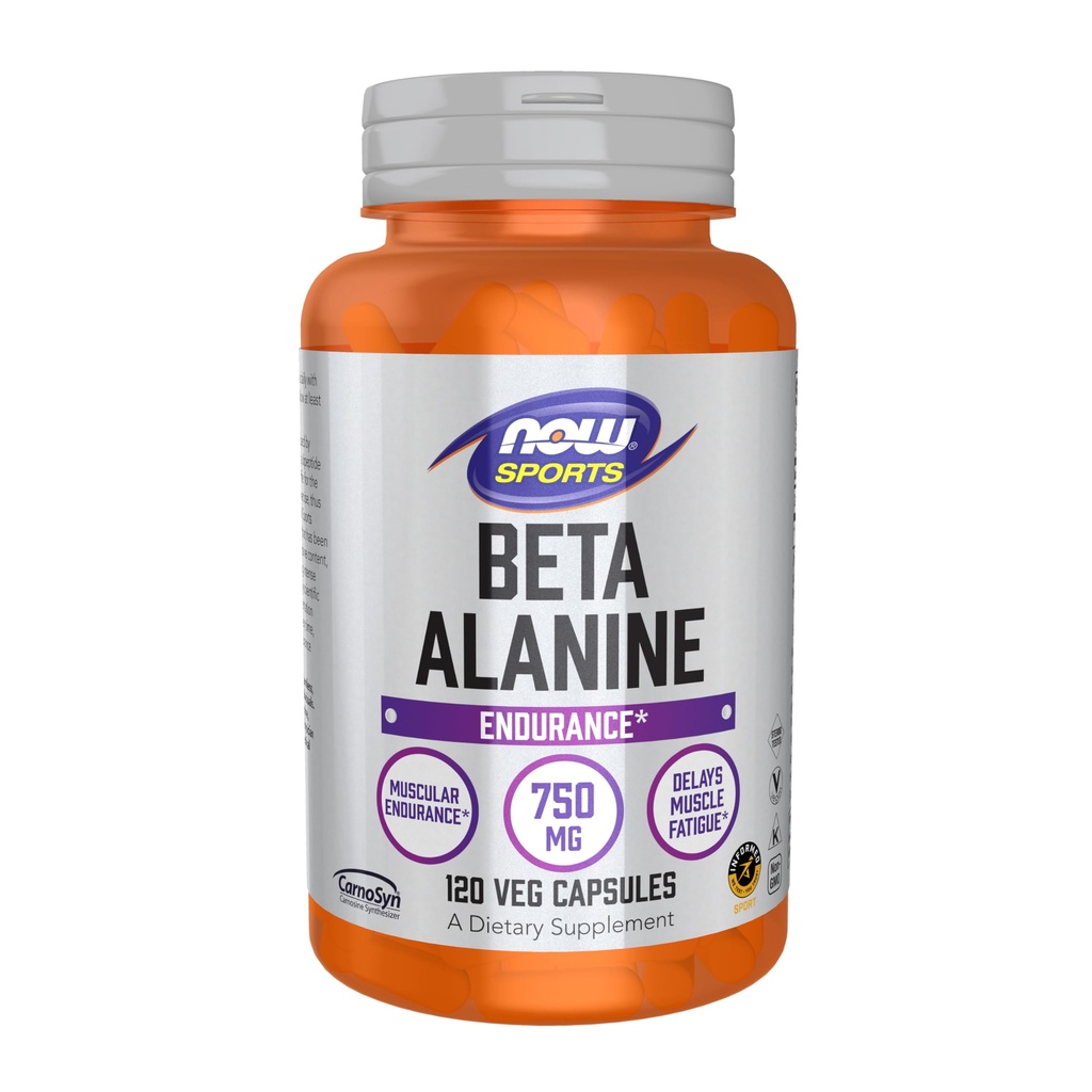 NOW Alimenti Nutrizione sportiva, Beta-Alanina 750 mg, Ritardi muscolari Fatigue*, Endurance*, 120 capsule di Veg