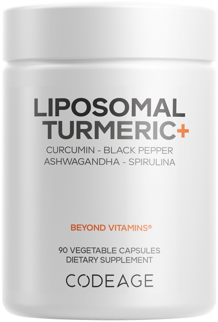 Supplément curcuma biologique de codage - Pilules d'extrait de curcumine à 95 % - Mélange botanique fermenté liposomique Poivre noir, Ashwagandha, Ginger, Stephania, Boswelia, Cumin, Aitters digestifs - 90 capsules