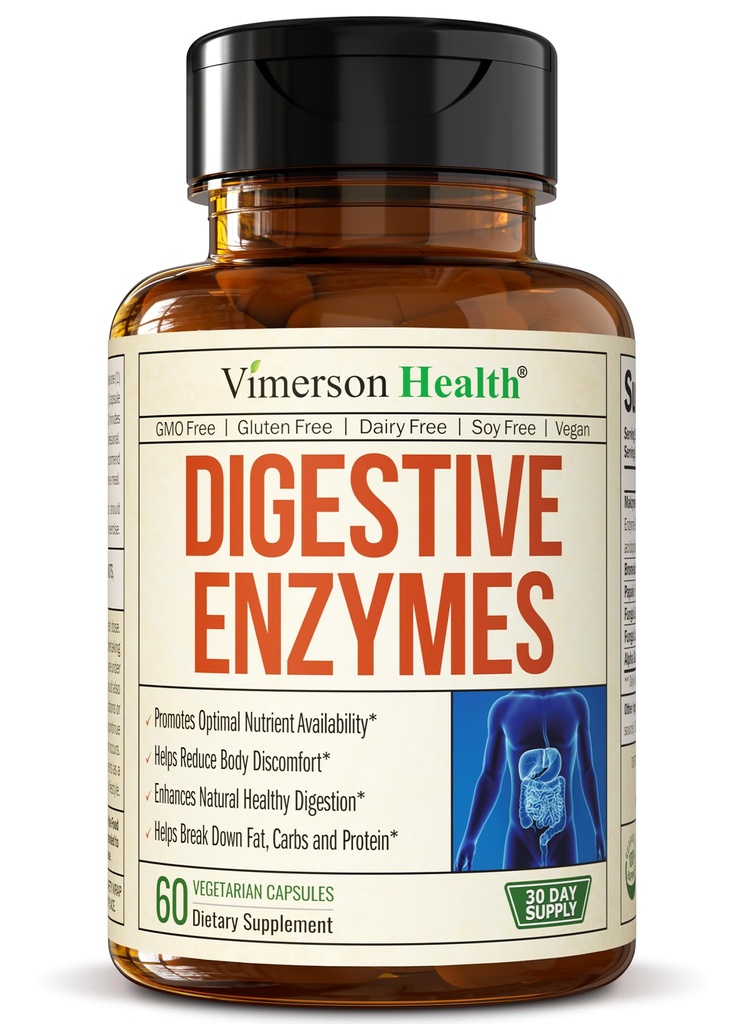 Verdauungsenzyme - Probiotisches Multienzym (Enzimas Digestivas) - Verdauungsergänzungen mit einzigartiger Makzyme-Pro-Formel - Fortgeschrittene Enzyme für Verdauung, Bowel Movements & Nutrient Absorption. 60 Caps