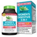 Zenwise Health 3-in-1 Womens Probiotic Supplement for Digestive, Gut Flora & Vaginal Health - Daily Probiotics & Prebiotics for Women with Digestive Enzymes Supports Bloating & Gas Relief - 60 Count
