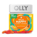 Hello Hello Happy Gummy Worms, Soutien de l'équilibre d'humeur, Vitamine D, Safran, Supplément à croquer pour adultes, Zing Tropical - 60 Comte