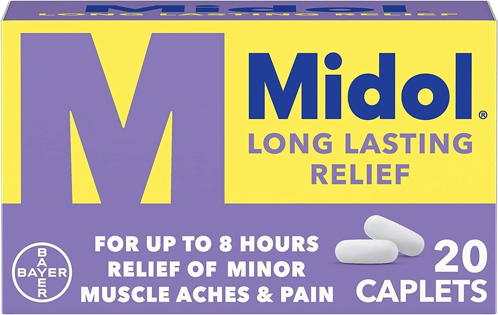 Midol Long Lasting Relief - 20 Caplets, paquet de 6