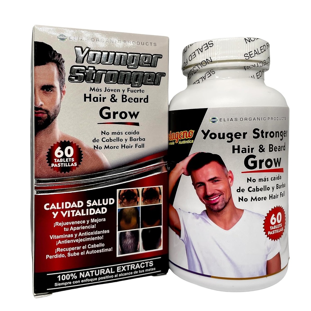 Jüngere Stärke Har und Bart wachsen 100% natürliche Extrakte 60 Tabletten