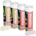 Drinklits Ginger-Lime Hydration Elektrolyte & Erdbeer Immununterstützung Tablets (4) Tube Combo Pack | Großer Geschmack – Glutenfrei – Täglicher Gebrauch | 4 Pack (40 Servierungen)