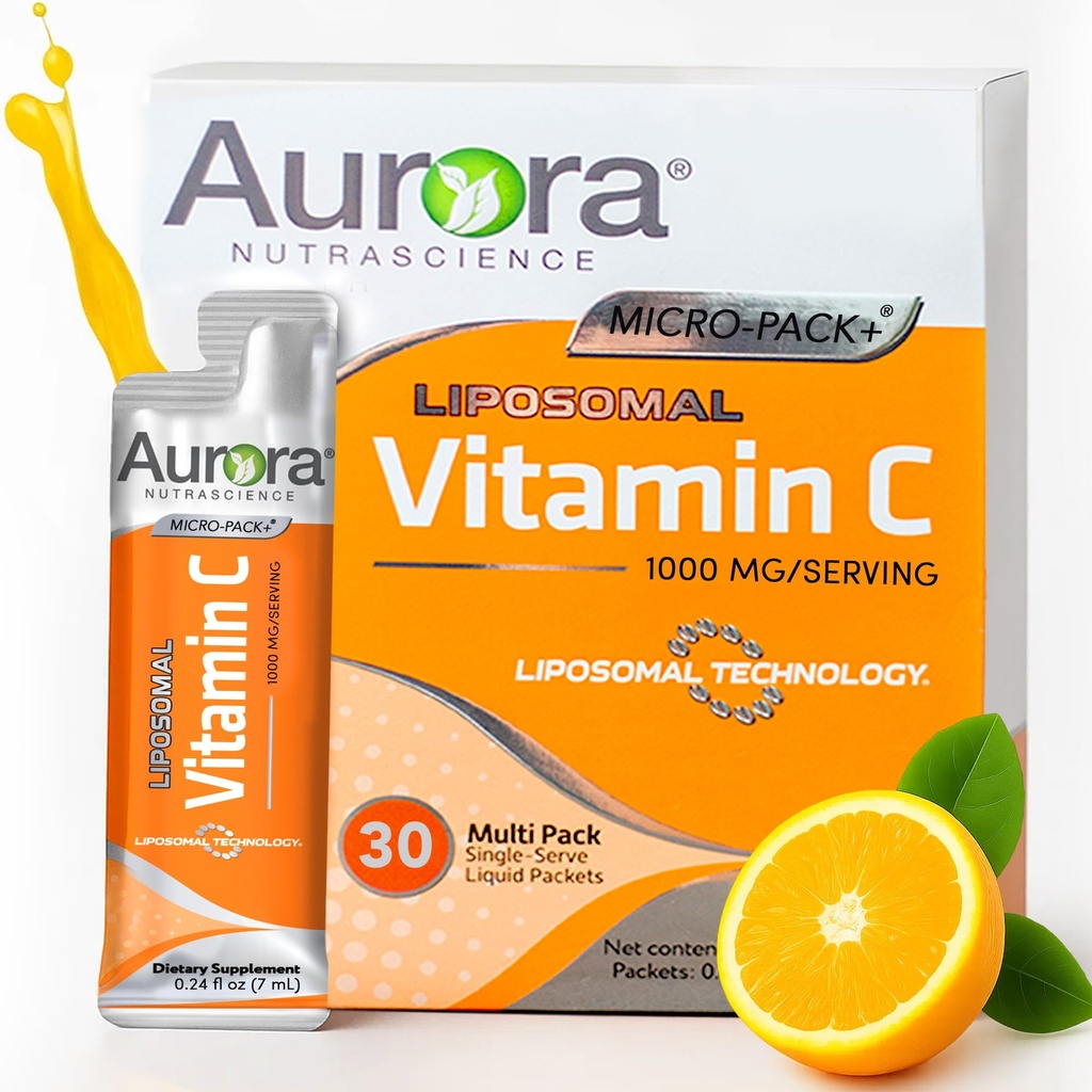 Aurora Nutrascience Micro-Pack Liposomal Vitamin C, Immununterstützung, 1.000 mg pro Servierung, Glutenfrei, Non-GMO, 30 Single Serve Packets, 21.7 oz
