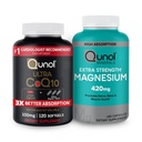Qunol CoQ10 100mg Softgels, 3X migliore assorbimento 4 mesi di alimentazione + 120 conteggio Magnesio Glycinate capsule 420mg, alto assorbimento Magnesio Supplemento, 180 Conte